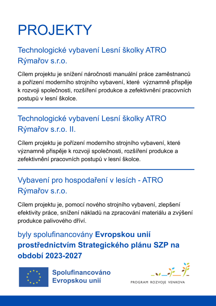 PROJEKTY SZIF technologické vybavení
